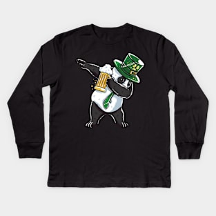 Funny St Patricks day Panda shirt - perfect outfit Kids Long Sleeve T-Shirt